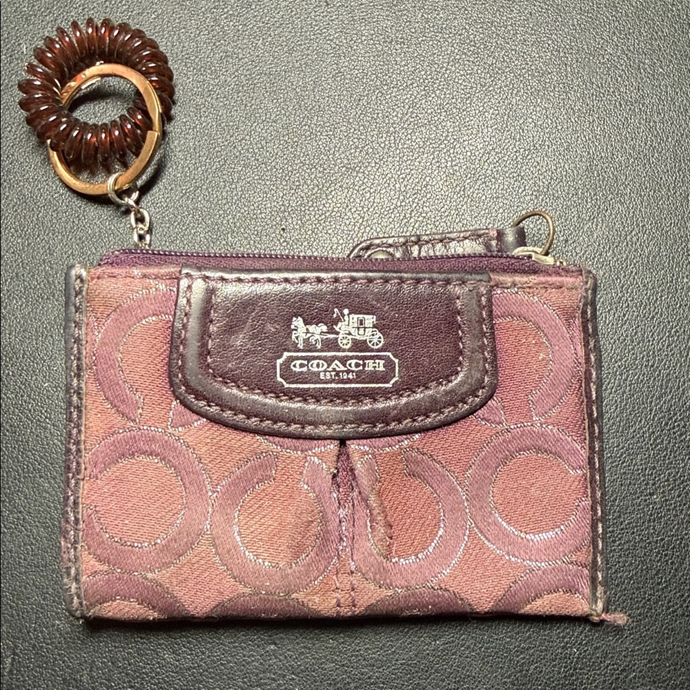 PROJECT COACH Maroon & Silver Signature C Coin Zip Coin Stagecoach NEEDS TLC